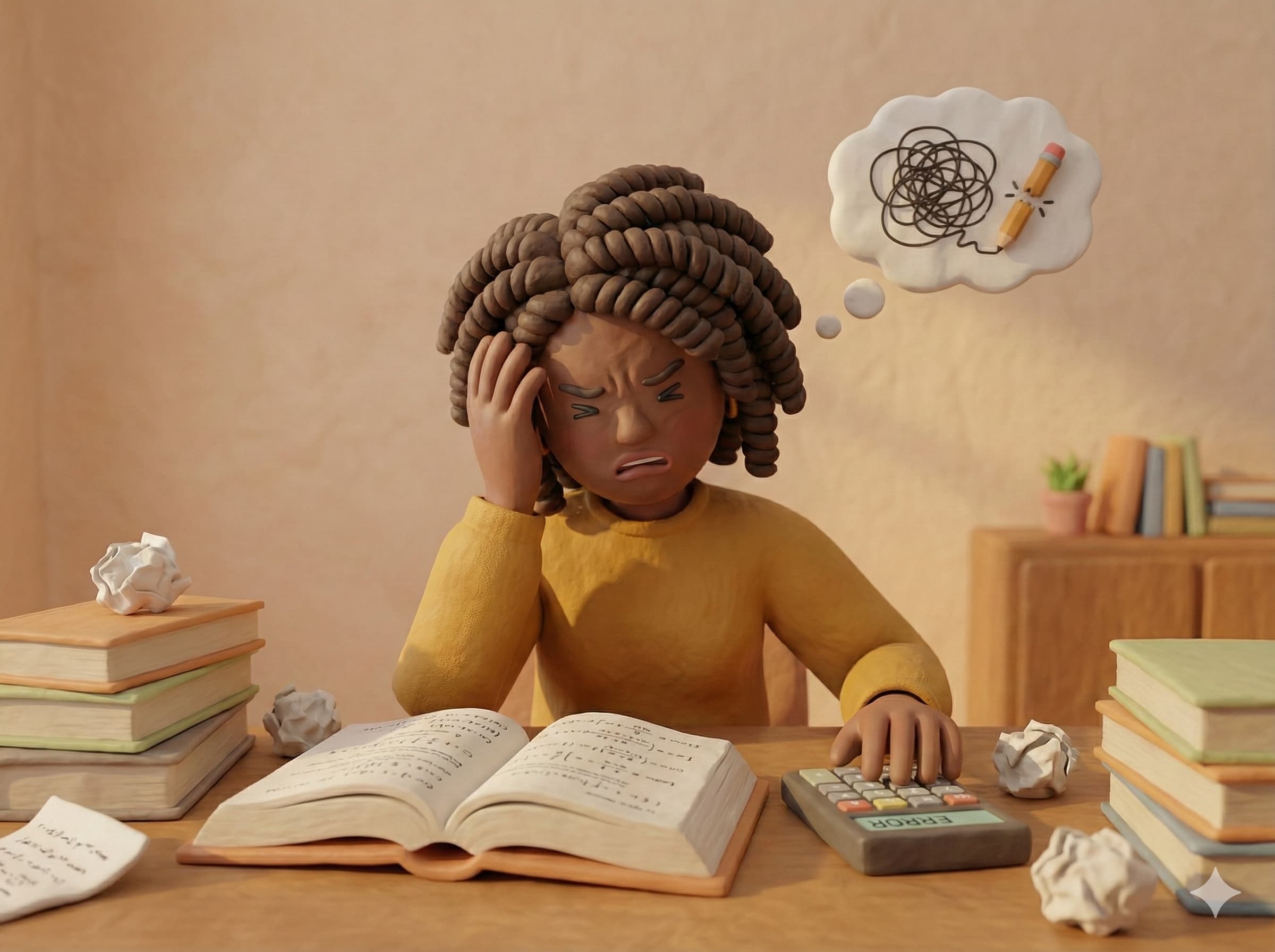 Ilustração de uma pessoa frustrada por não conseguir aprender.